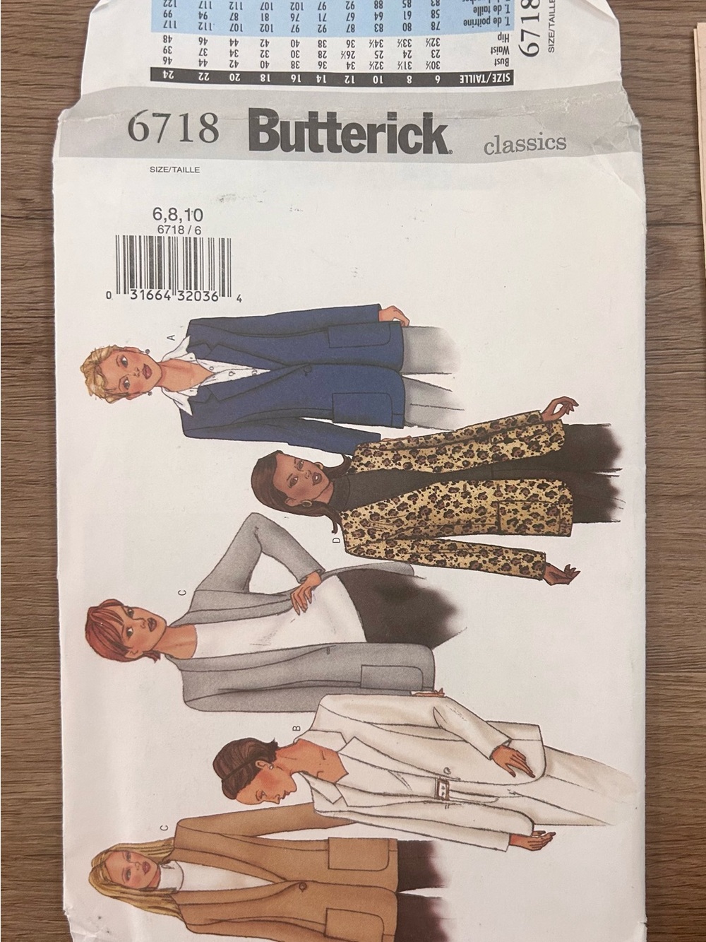 Butterick 6718 Misses Blazer Jacket Pattern Sizes 6 8 10 UNCUT